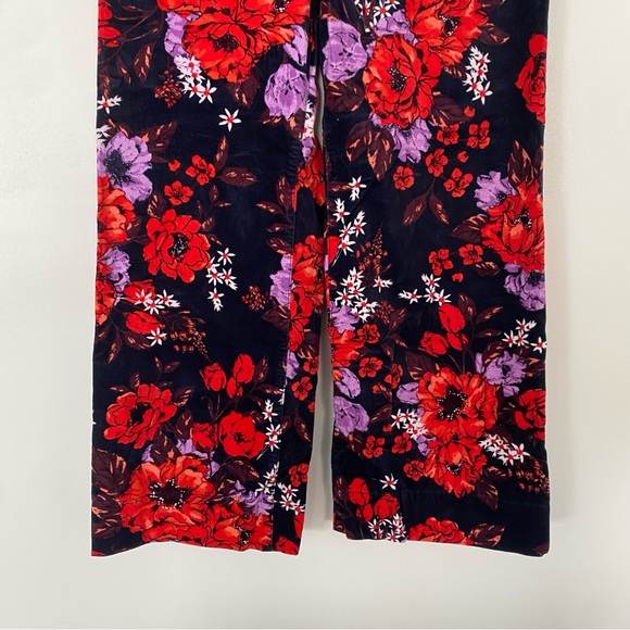 Maeve by Anthropologie The Colette Cropped Wide-Leg Velvet Pants Floral Size 27 - Picture 7 of 14